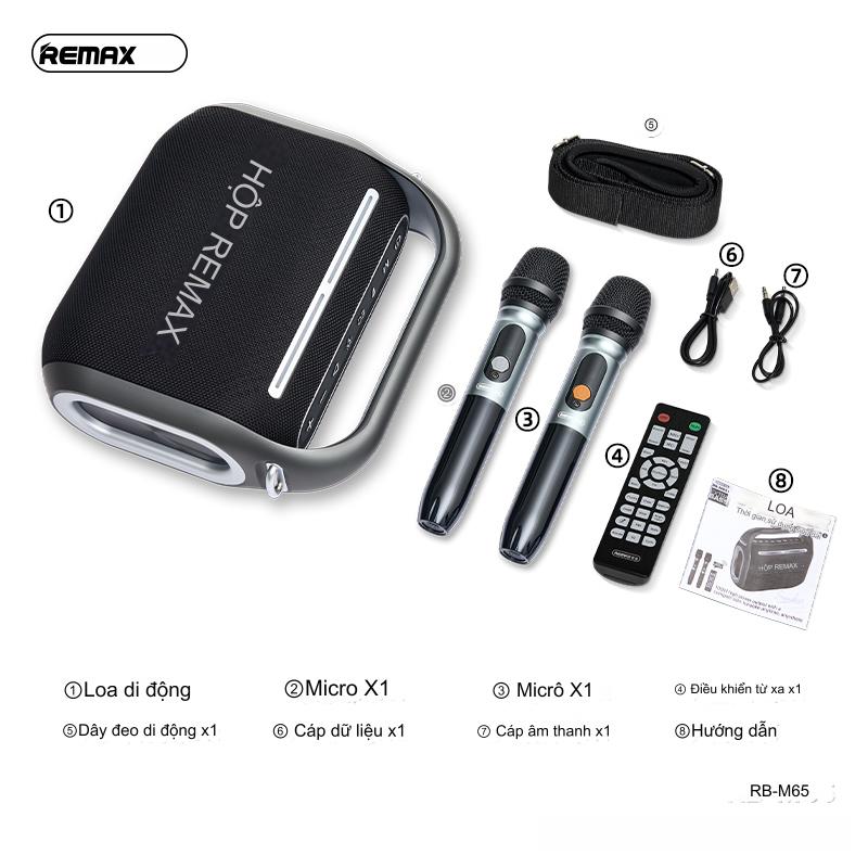 REMAX RB M65 Loa bluetooth karaoke V5.4 12000mAh 100W 2 mic
